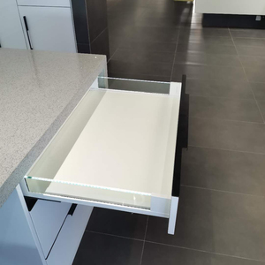 Slim Drawer Box Soft Close Slide Transparent Glass Tandem Box with LED light