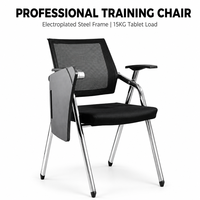 Chaise de salle de formation en maille avec tableau d'écriture en aluminium, chaise de conférence de bureau pliable avec accoudoirs mobiles pour salle de classe