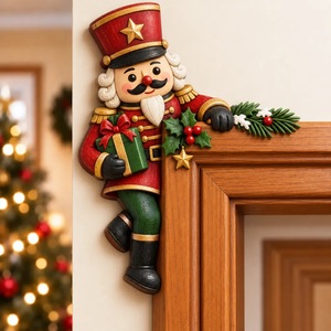Decoración de esquina para marco de puerta de Navidad, adorno de resina para el hogar, decoración de pared para fiestas navideñas - Product Image 5