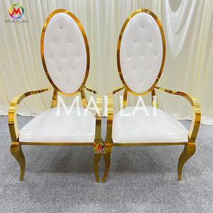 高級スタイルホットセールハイバックステンレススチールチェアアームレストキングチェア結婚式用 - Product Image 1