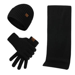 Ensemble cadeau écharpe, <span class=keywords><strong>gants</strong></span> et <span class=keywords><strong>bonnet</strong></span> d'hiver pour <span class=keywords><strong>homme</strong></span> avec logo personnalisable, ensemble tricoté chaud de couleurs mélangées, bonnets d'hiver - Product Image 1