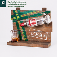 Présentoir de bouteilles en bois et acrylique avec base lumineuse LED pour bar, table et boîte de nuit
