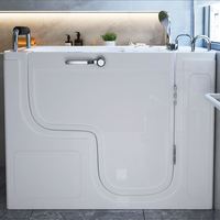 Baignoire autoportante moderne à entrée basse, pratique, anti-brûlure, en acrylique, avec fonction cascade intégrée, pour personnes âgées, à accès facile