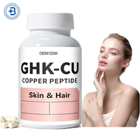 Capsules de peptides GHK-Cu bruts cosmétiques OEM, supplément pour la croissance des cheveux à l'acide hyaluronique, soin de la peau, capsules GHK-Cu