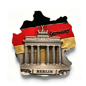 Customized 3D Embossed Enamel Metal Commemorative Refrigerator Magnets UV Printing Electroplating City Map Flag Design - Product Image 1