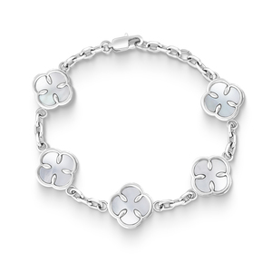 Pulsera de Trébol de Cuatro Hojas al por Mayor, Pulsera de Cadena Bañada en Rodio, Joyería de Concha Impermeable, Regalos, Pulsera de Trébol - Product Image 1