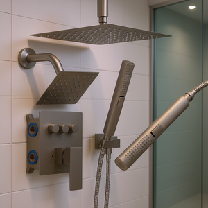 Sistema de Ducha Vevor con Efecto Lluvia, Montaje en Pared, 10 Pulgadas, Doble Cabezal de Ducha, Válvula de Latón, Juego de Accesorios con 2 Rociadores de Mano, Accesorio para Baño - Product Image 2