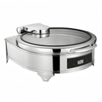 Chauffe-Plat Circulaire Intelligent à Température Contrôlée, Chauffe-Plat avec Couvercle en Verre, Serveur de Buffet Isolé en SUS304 pour Hôtels de Luxe