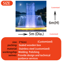 Fuente de Agua Decorativa Moderna Personalizada de Dos Niveles para Exteriores, con Chorro Alto e Iluminación LED, para Plazas y Lagos