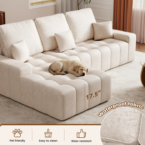 Ensemble de canapés sectionnels modernes en similicuir rembourrés, en forme de L, imperméables, pour salon, appartement, hôtel - Product Image 3