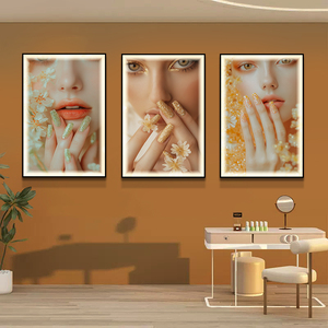 Salon d'ongles décoration peinture LED atmosphère lumière décoration murale belle image d'art d'ongle impression HD peinture en porcelaine cristal - Product Image 4