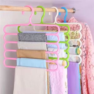 Cintres en plastique à multi-rangs, 5 cases, organisateur pour vêtements et vêtements, armoire, placard - Product Image 2