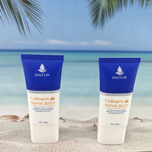 Impresión personalizada al por mayor de logotipos de marca para protector solar con colágeno SPF50, crema facial protectora en tubo súper ovalado con tapa de rosca, tubo de plástico. - Product Image 2