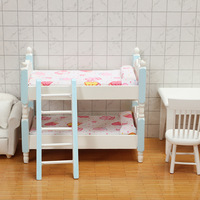 Aksesori Rumah Boneka, Dekorasi DIY Ornamen Miniatur Barang Realistis Furnitur Mini Tempat Tidur Susun