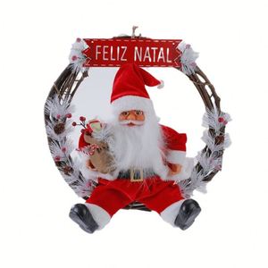 LED Reusable Eco-Friendly Santa Claus Figure Garland <b>Wreath</b> Pendant Hanging Christmas Decorations Home Party Supplies Xmas - Product Image 1