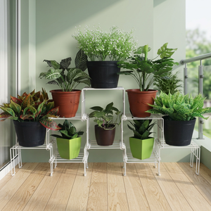 Modern Metal <b>Plant</b> Rack Powder Coated White Indoor Flower <b>Pot</b> Stand Minimalist Design for Home Green <b>Plants</b> - Product Image 5