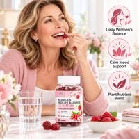 Gummies pour femmes d'âge mûr à marque privée OEM, saveur framboise, à base de plantes, supplément nutritionnel quotidien, formule personnalisée en usine