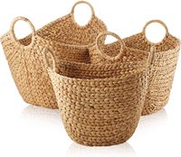 Paniers de rangement multifonctionnels pour bateau avec poignées - Organisateurs en jacinthe d'eau naturelle tressée pour couvertures, chambre à coucher