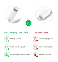 Chargeur rapide USB-L certifié MFI personnalisé 20W PD, câble de charge rapide USB 2.1A 20W de 0,9 m et 1,8 m pour iPhone 14 13 12 11 8 7 Pro XS Max