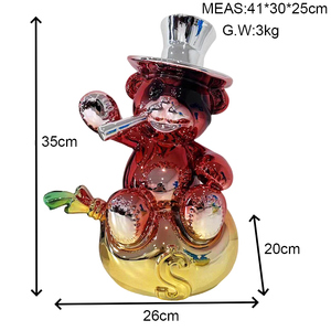 Escultura de Lujo de Mr. Bear con Bolsa de Dinero de Billonario en Cromo - Product Image 6