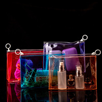 Mini trousse à cosmétiques en plastique refermable pochette à fermeture éclair sac de maquillage holographique en pvc transparent avec fermeture éclair