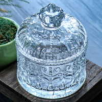 Pot à bonbons en relief rond cristal décoration de la maison personnalisé cristal boîte à bijoux pot de rangement en verre