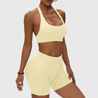 Ensemble de yoga QIFA 0307+0301 pour femmes : soutien-gorge de sport + short push-up, vêtements de fitness, vêtements de sport, vêtements de course à pied, Conjunto De Yoga