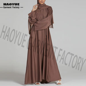 Produttore personalizzato di alta qualità Dubai elegante musulmano Casual marrone Maxi abito per le donne - Product Image 1