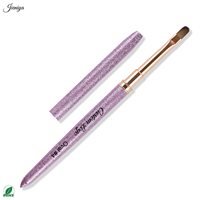 Produit Tendance 2027 – Ensemble de Pinceaux Nail Art à Manche Métallique Violet Scintillant, Poils en Nylon, pour Liner et Gel