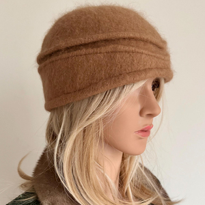 Cappello Fedora Personalizzato di Lusso in Cashmere, Lana e Seta, con Risvolto Lavorato a Maglia e Pelliccia - Product Image 6