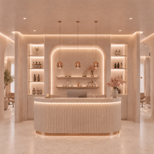 Custom Beauty <b>Salon</b> Furniture Hair <b>Salon</b> Interior Design Solution <b>Reception</b> <b>Desk</b> Styling Station - Product Image 2