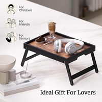 Table de lit avec pieds pliables, plateau de service en bambou pour manger au lit, sur le canapé et comme bureau pour ordinateur portable à la maison