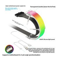 Cool Moon ordinateur émettant de la lumière ARGB ligne néon 8P/24PIN boîtier de carte mère barre lumineuse décoration de panneau de lampe en Stock en boîte
