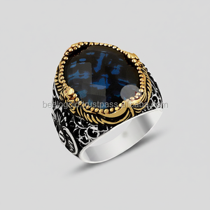 925K Sterling <b>Silver</b> Blue Stone <b>Men</b> <b>Ring</b> - Product Image 2