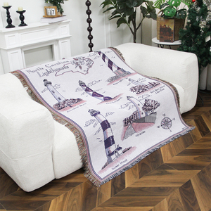 Plaid en tapisserie à motif de <span class=keywords><strong>carte</strong></span> de phare vintage, faible MOQ, direct usine, pour la décoration <span class=keywords><strong>du</strong></span> salon, de la chambre, <span class=keywords><strong>du</strong></span> canapé et de la maison de plage - Product Image 4