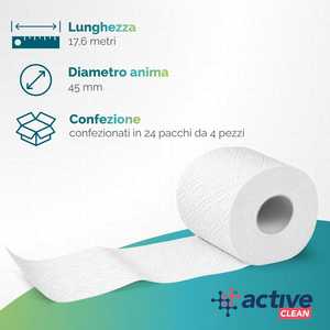Carta igienica Active Clean BulkySoft, 96 rotoli, 160 fogli, 2 veli, cellulosa pura, per hotel e strutture - Product Image 2