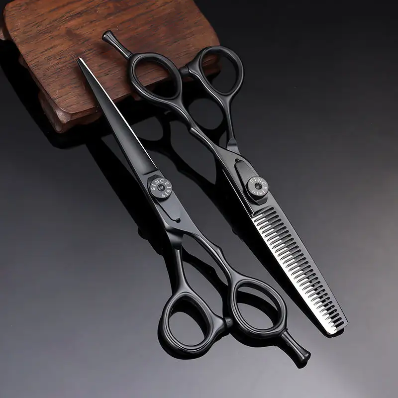 Produsen paduan karbon putar ganda gunting profesional rambut tangan kiri 7 inci gunting tukang cukur