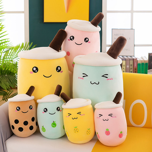 27.5 ''Happy & Angry Soft Stuffed Kawaii Milk Tea Cup Plushie pour filles Emotional Big Boba Plush Toy - Product Image 4
