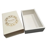 Boîtes à tiroirs personnalisées imprimées, avec enveloppe et plateau couleur crème, logo couronne de Ginkgo en feuille d'or, boîtes cadeaux blanches à double paroi, vente en gros et au détail