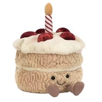 Peluche Super Douce en Forme de Poupée Gâteau d'Anniversaire Cerise Arc-en-ciel Britannique avec Rembourrage en Coton PP, Cadeau d'Anniversaire Créatif et Adorable pour Filles