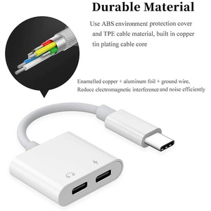 Adaptateur Type C/8pin 2 en 1 séparateur pour <span class=keywords><strong>Samsung</strong></span> Galaxy S21 <span class=keywords><strong>S20</strong></span> <span class=keywords><strong>FE</strong></span> Note 20 USB C/8pin vers câble audio pour écouteurs Jack 3.5 - Product Image 5