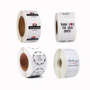 500pcs/roll Round white thank you decorative Package stationery sticker custom