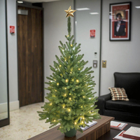 Pot d'arbre de Noël artificiel de table pliable en PE de qualité supérieure 3 pieds lumières LED chaudes en pin vert pour la décoration de vacances
