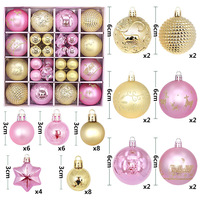 Ensemble de 44 boules de Noël incassables, assortiment de boules de Noël en plastique pour les fêtes, les mariages, la décoration de la maison