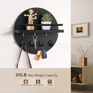 Porte-clés mural JQ en bois avec étagère pour la décoration murale et de la maison - Product Image 4