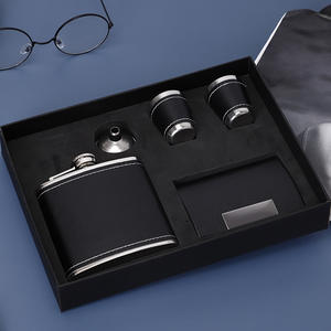 Haute Qualité En Acier Inoxydable Vodka <span class=keywords><strong>Rhum</strong></span> Tequila Whisky Flacon 6OZ 8OZ En Cuir Hip Flacon Ensemble Avec Verre À Liqueur <span class=keywords><strong>Coffret</strong></span> Cadeau - Product Image 2