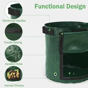 Pots de culture PE de <span class=keywords><strong>10</strong></span> gallons Sac de culture vert pour pommes de terre de jardin Légumes Carotte Oignon Tomate Planteur Sac - Product Image 3