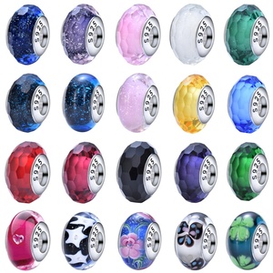 Abalorios de Plata de Ley <span class=keywords><strong>925</strong></span> con Cuentas de Cristal de <span class=keywords><strong>Murano</strong></span> en Forma de Estrella, Mariposa y Flor, Personalizables para la Creación de Joyería y Pulseras - Product Image 6