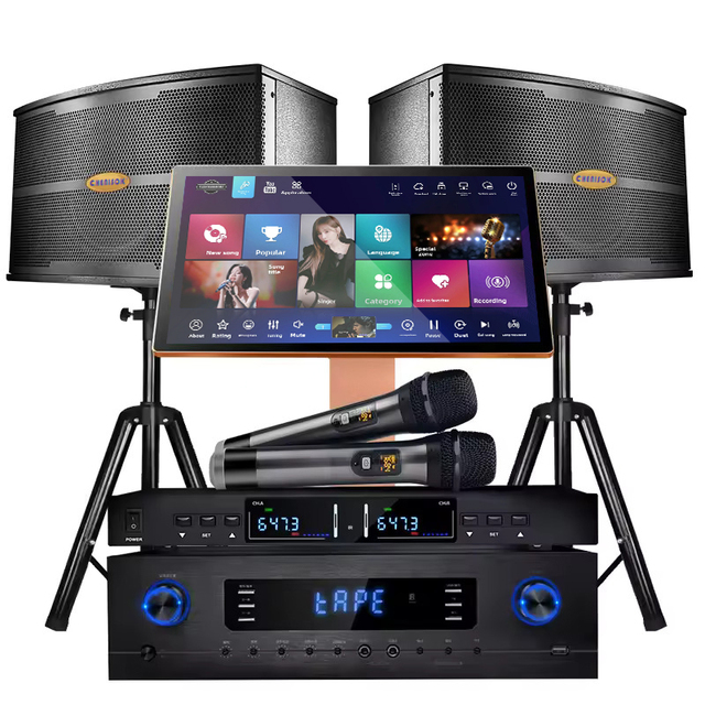 Professional 19.5-Inch Family Karaoke Entertainment Set 500GB Storage 2 Wireless Mics All-in-One Smart Home Cloud Song Ordering