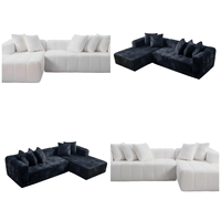 Canapé modulaire en forme de L de 107,9 pouces sans structure, en boîte, avec chaise longue, canapé moderne confortable en velours côtelé pour salon